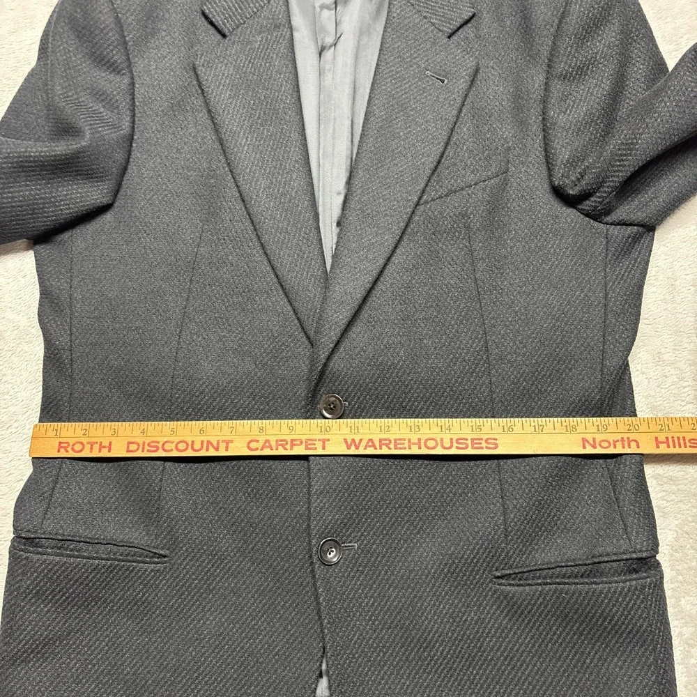 Armani Collezioni Men's Black Gray‎ Textured Stripe Blazer Suit Jacket 42L Wool